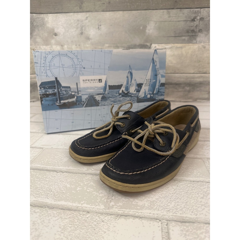 Sperry Top-Sider Bluefish 2 Eye Navy Deerskin Boat Shoes Womens 8.5 M 9173964